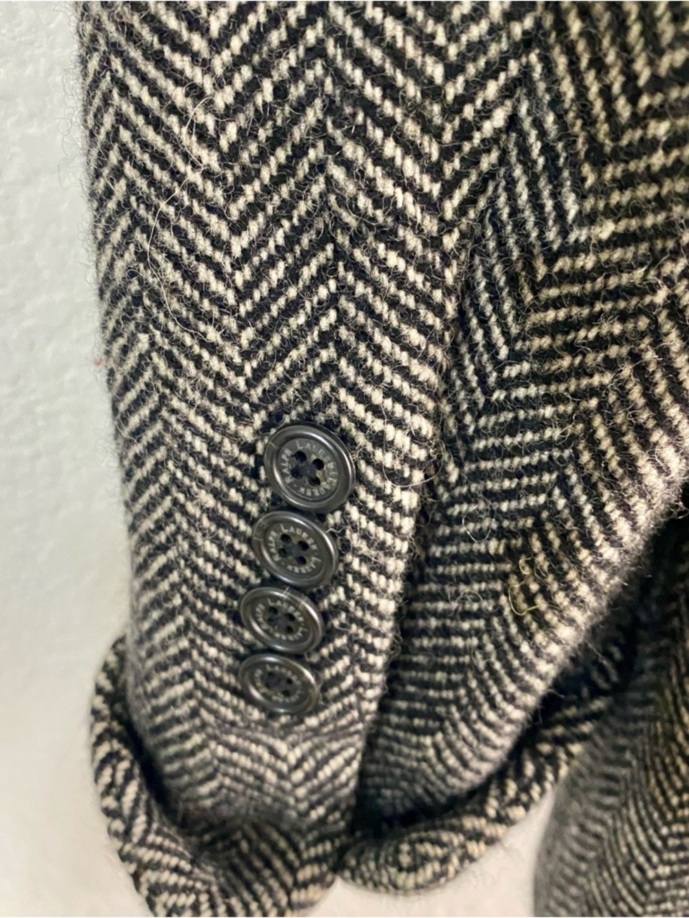 VTG 90s Lauren Ralph Lauren Herringbone Wool Blazer Jacket Y2K Black White Sz 8 - Picture 10 of 12